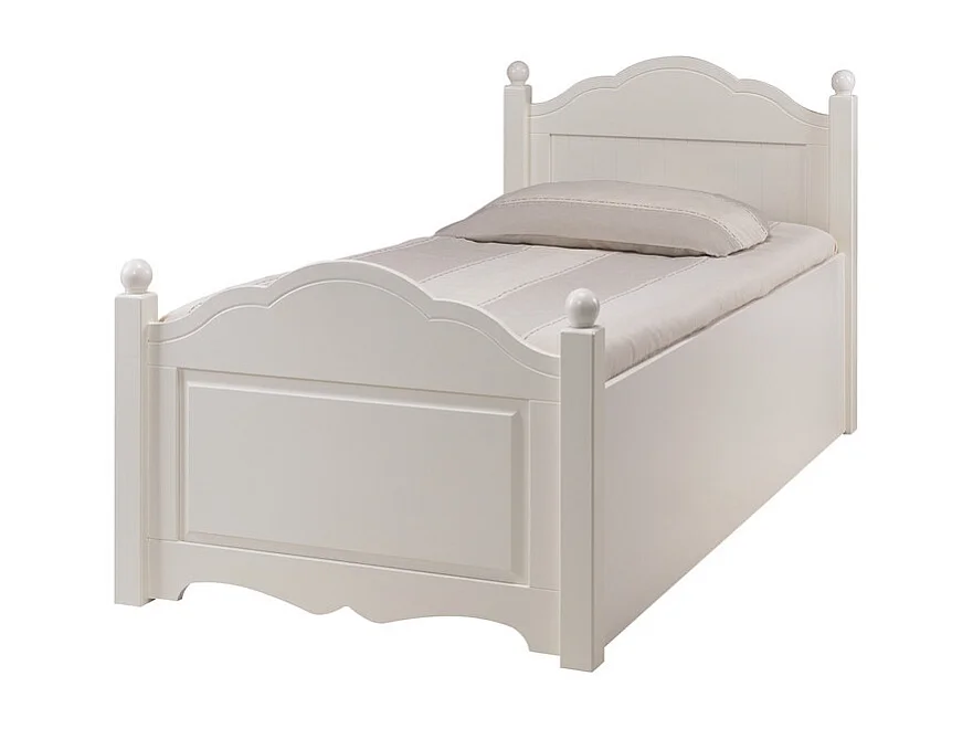 Lit 1 Place Blanc 4 Tiroirs Couchage 90x190 Style Anglais L 90 H 100 P 203 cm