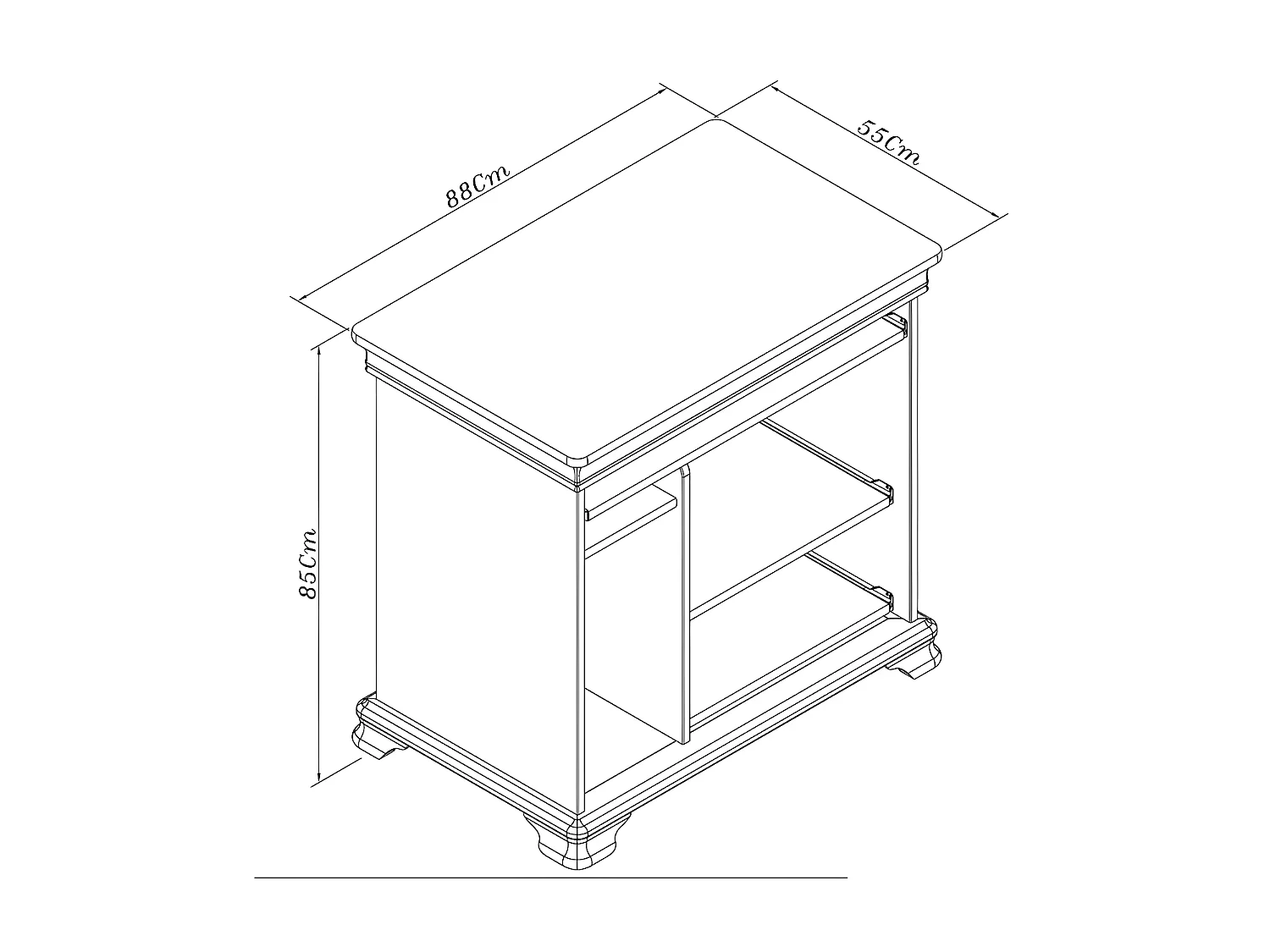 Meuble Informatique Pin Miel 5 Niches 4 Tablettes L 88 H 85.5 P 55 cm