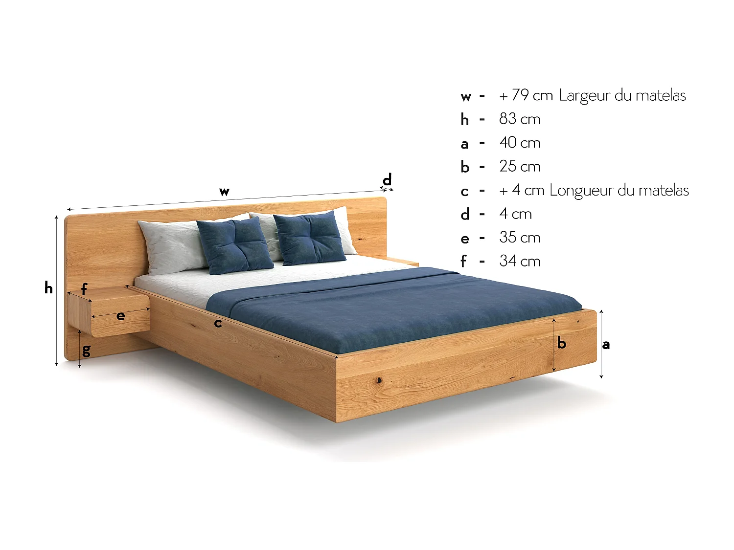 Lit Wide en chêne massif