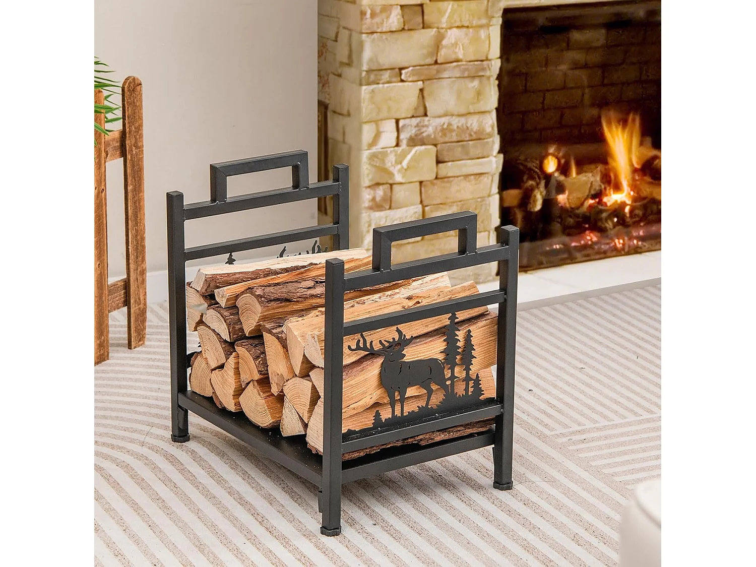Kaminholzständer Metall mit Griffen