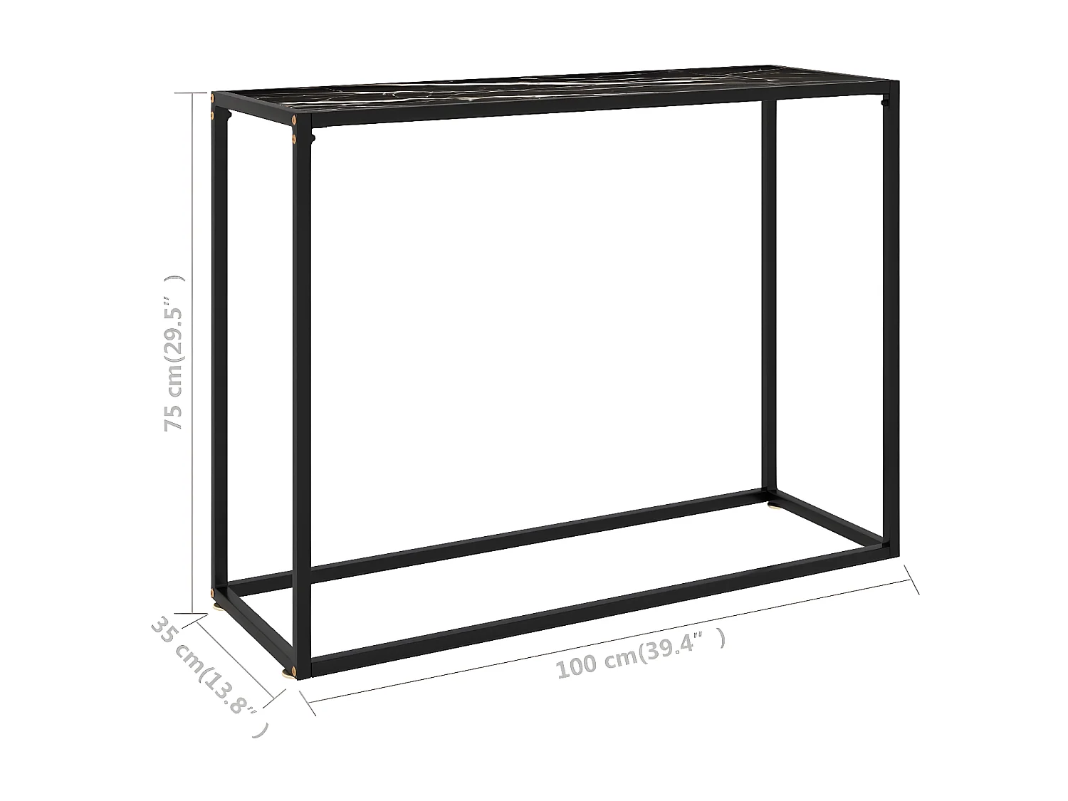 Table console Noir 100x35x75 Verre trempé
