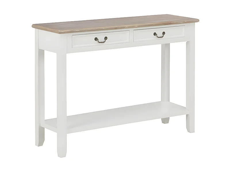 Table console fixe blanche et bois naturel Paola