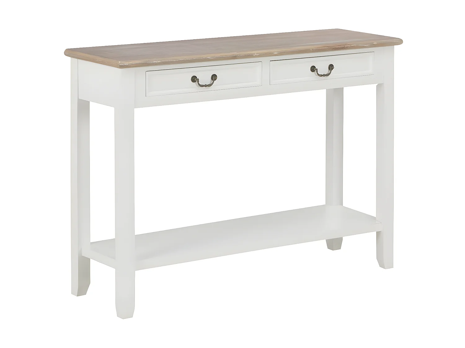 Table console fixe blanche et bois naturel Paola