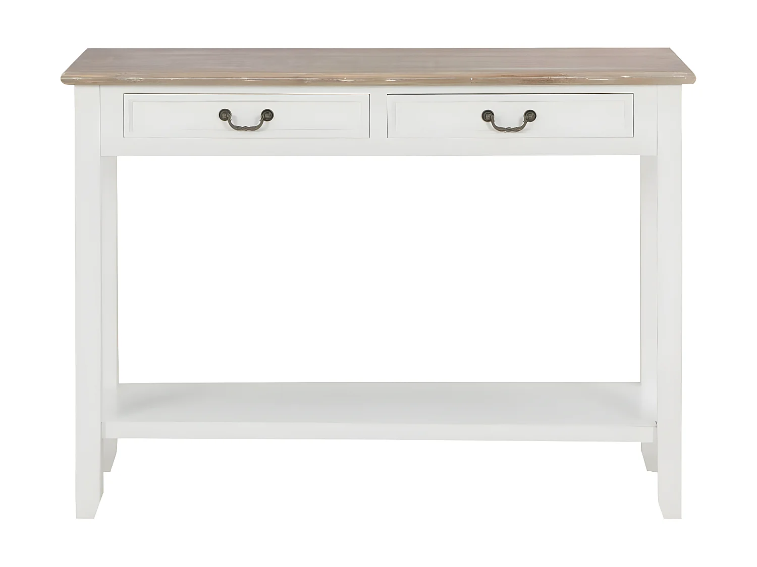 Table console fixe blanche et bois naturel Paola