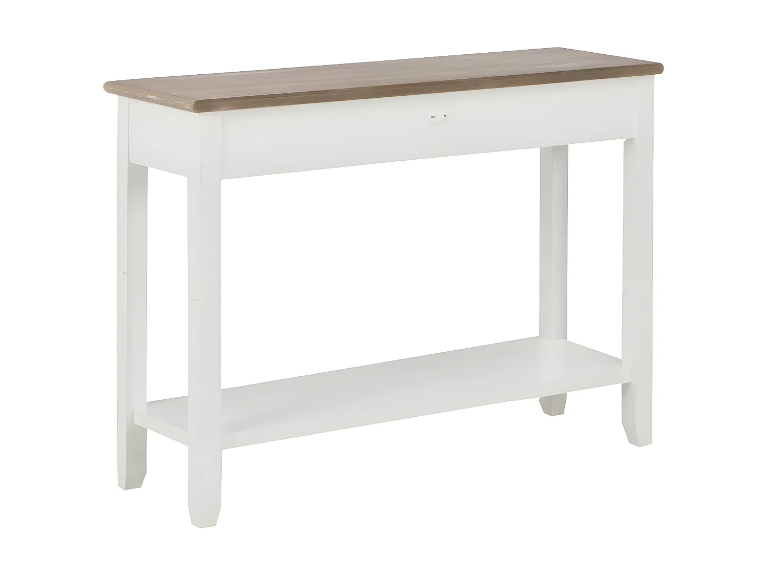 Table console fixe blanche et bois naturel Paola