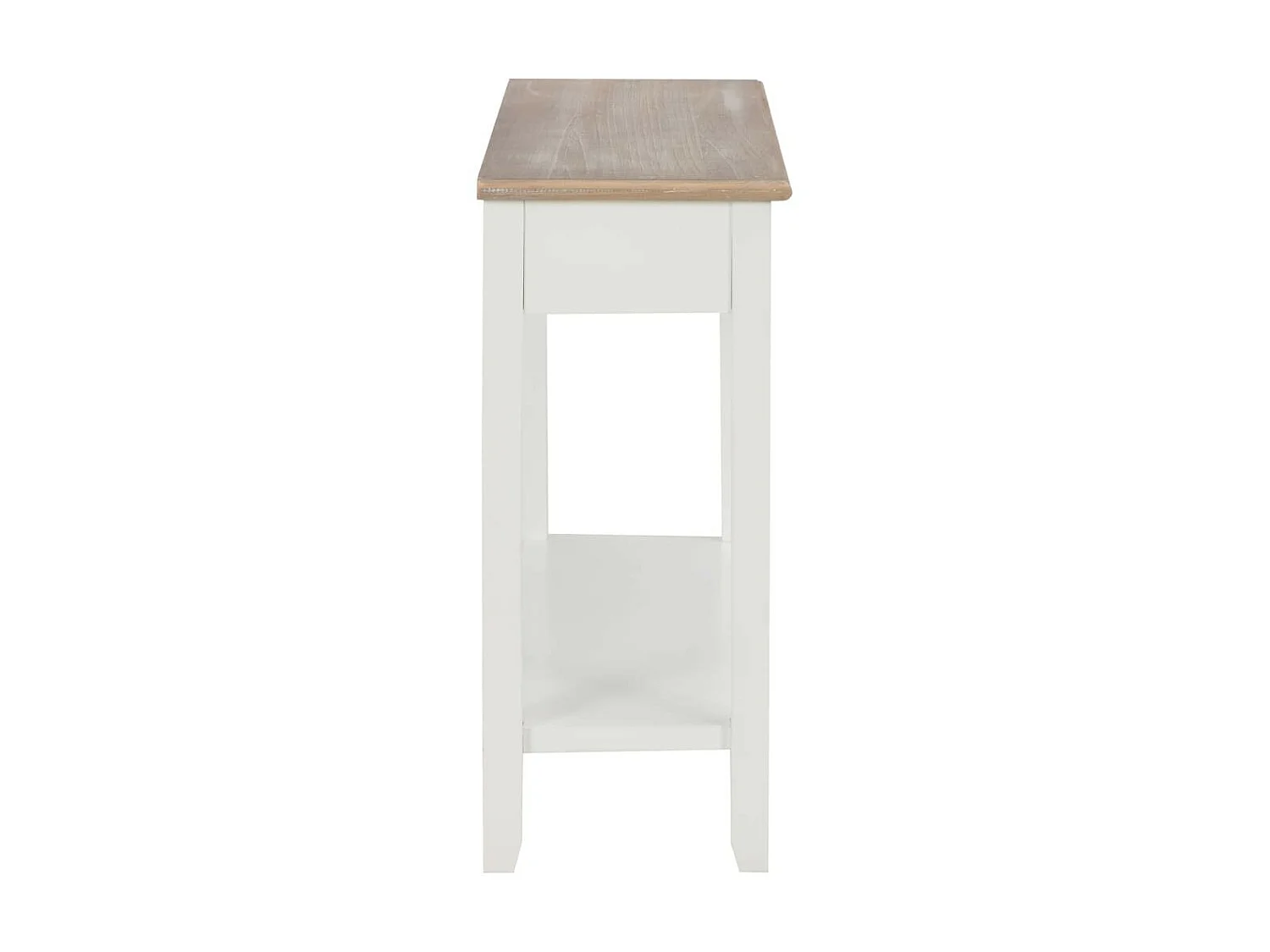 Table console fixe blanche et bois naturel Paola