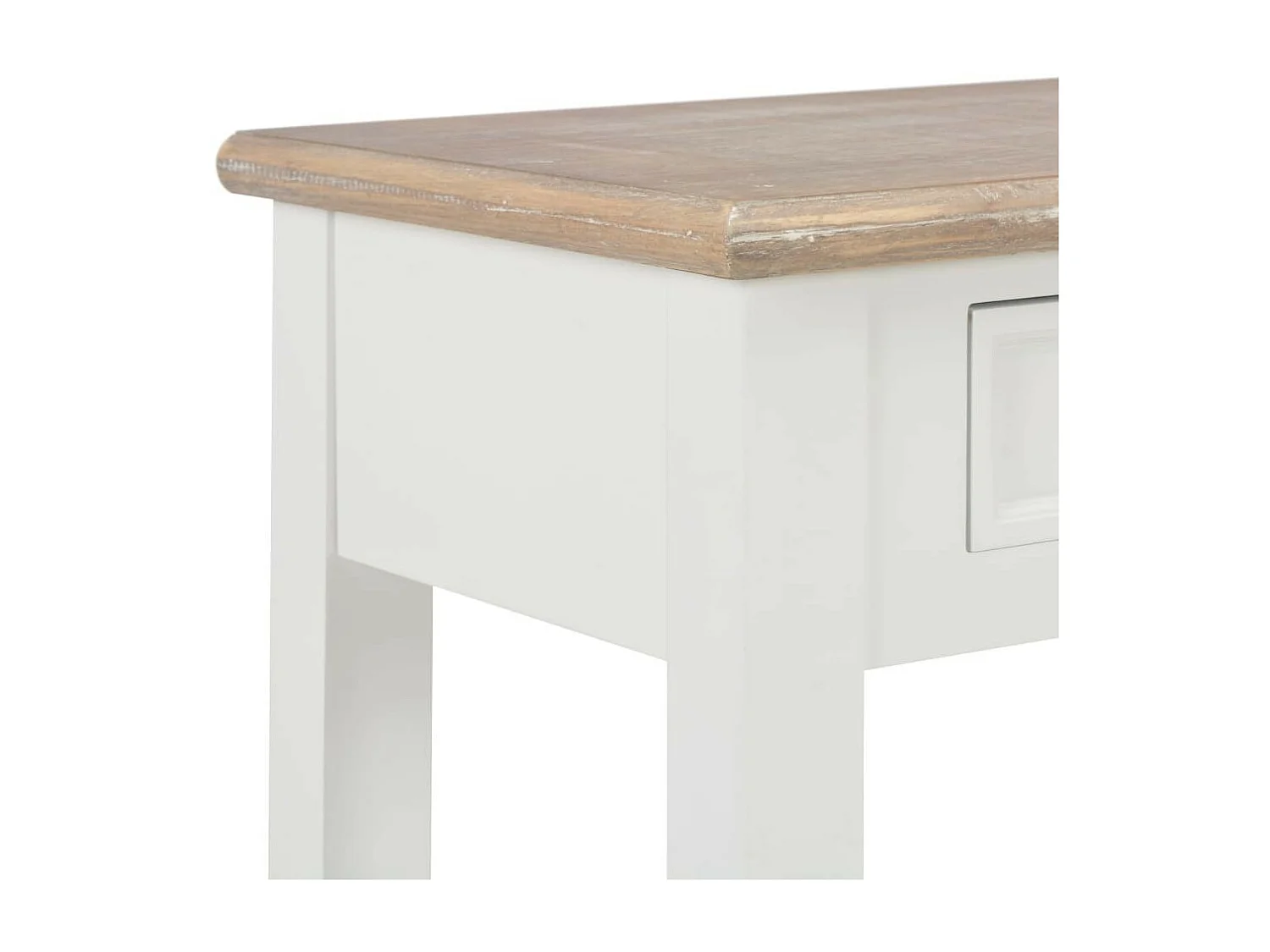 Table console fixe blanche et bois naturel Paola