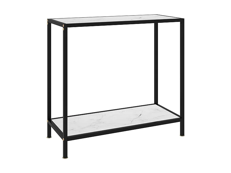 Table console Blanc 80x35x75 Verre trempé 2