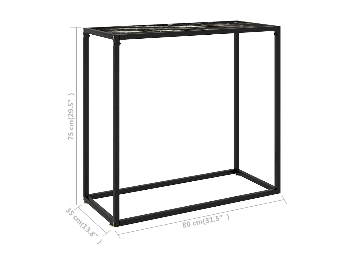 Table console Noir 80x35x75 Verre trempé