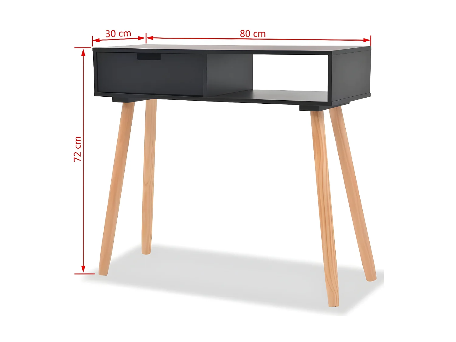 Console 1 tiroir bois noir et pin massif clair Lain