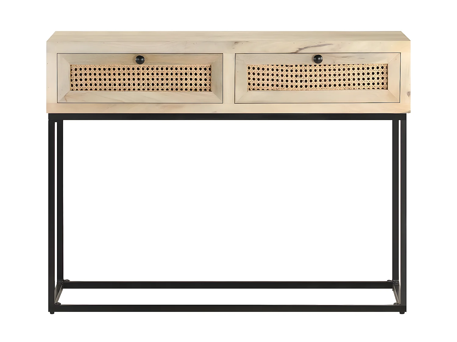 Table console 100x35x76 Bois de manguier et canne naturelle