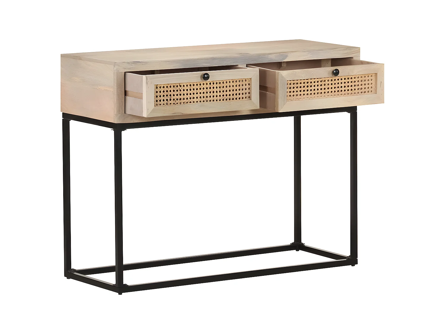 Table console 100x35x76 Bois de manguier et canne naturelle