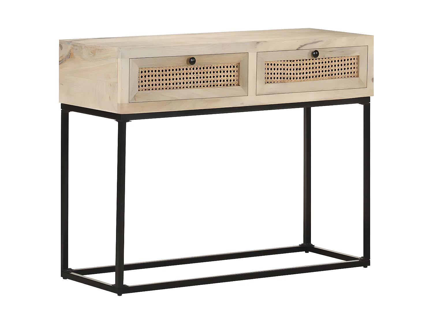 Table console 100x35x76 Bois de manguier et canne naturelle