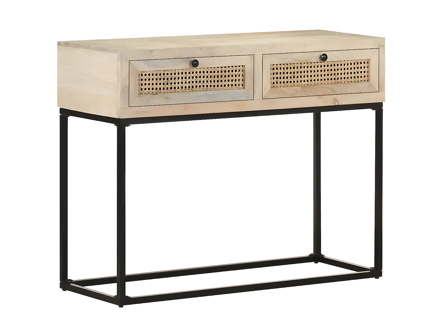 Table console 100x35x76 Bois de manguier et canne naturelle