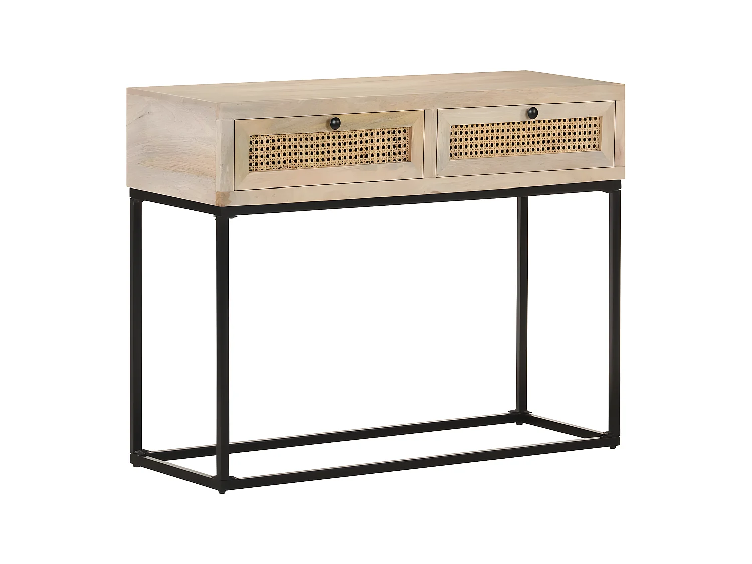 Table console 100x35x76 Bois de manguier et canne naturelle
