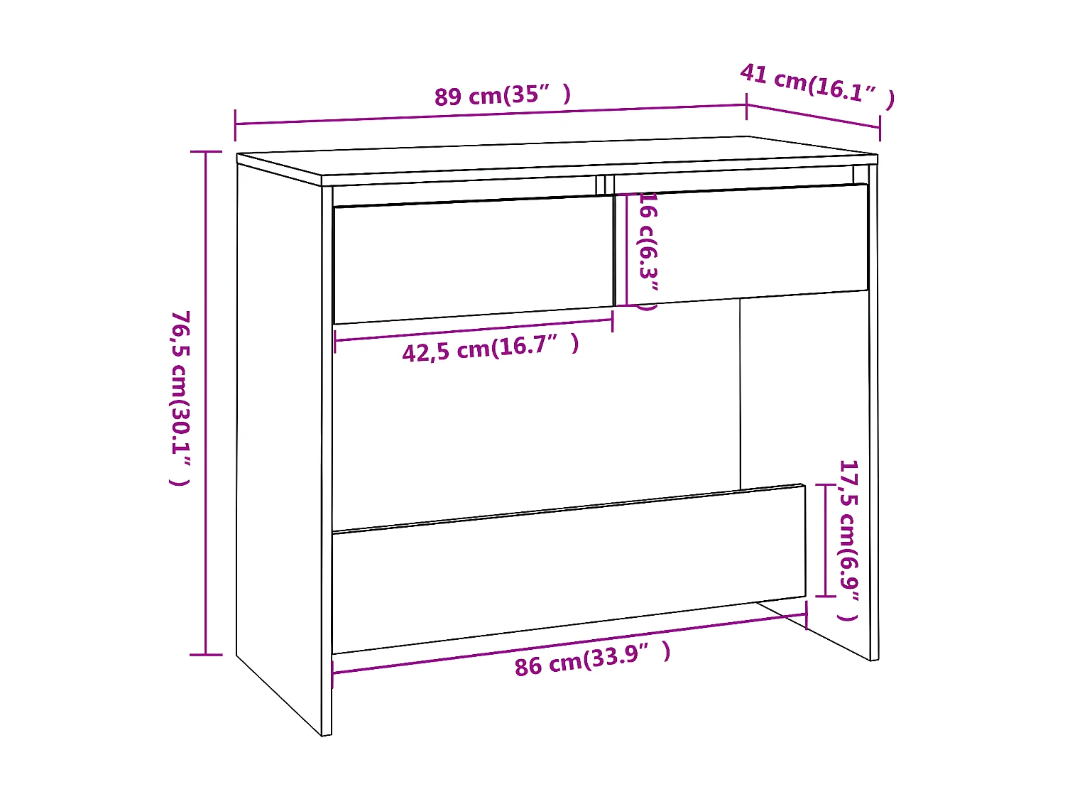 Table console Gris béton 89x41x76,5 Acier