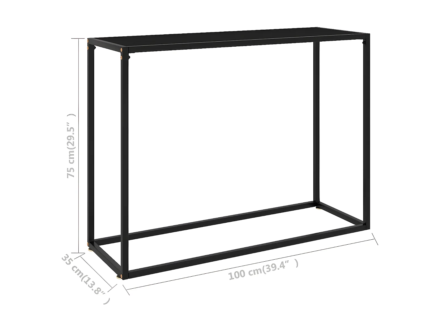 Table console Noir 100x35x75 Verre trempé 3