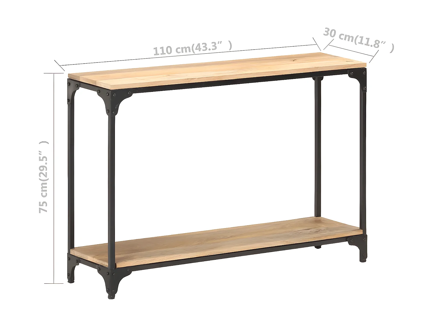Table console 110x30x75 Bois de manguier massif