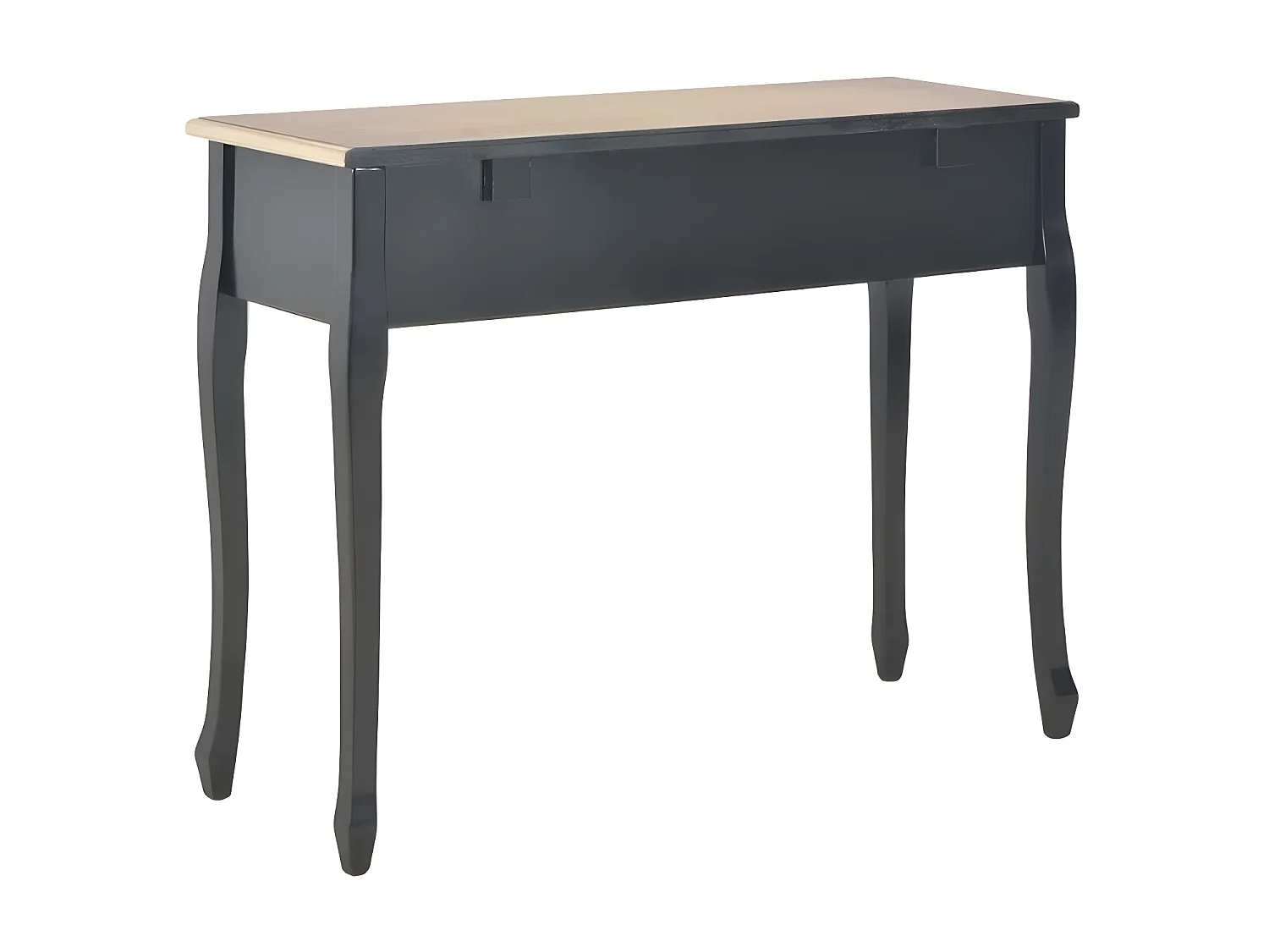 Console coiffeuse 3 tiroirs pin massif clair et noir Moram