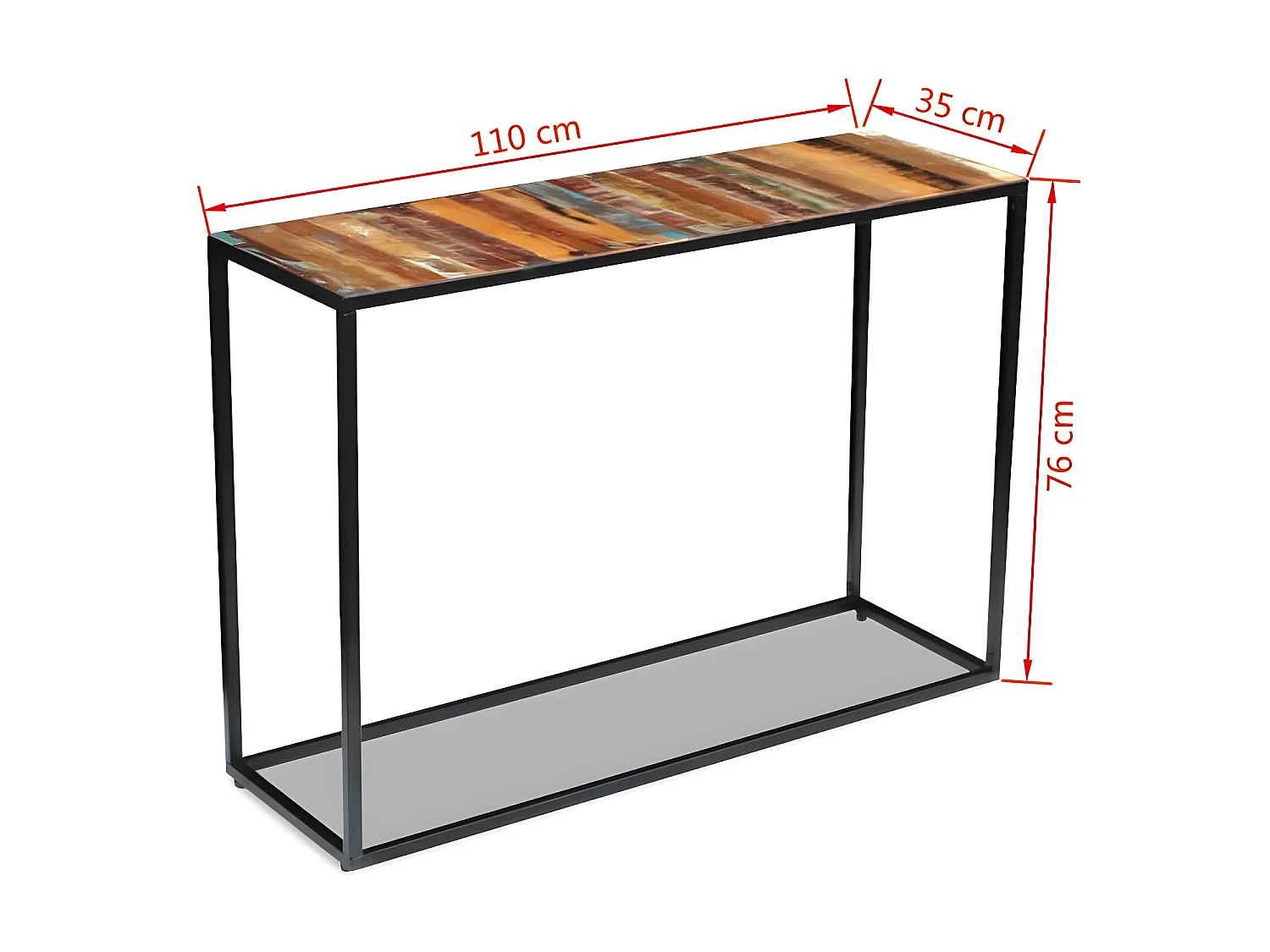 Console bois recyclé et métal noir Cloust