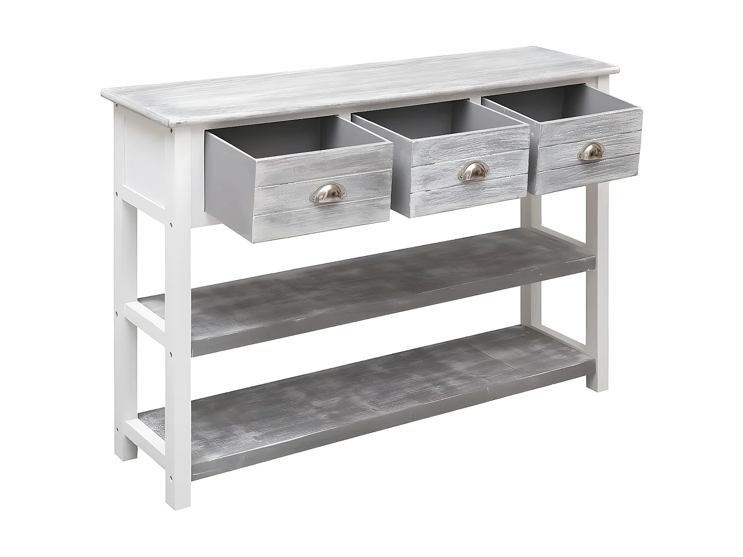 Console Gris antique 108x30x76 Bois de Paulownia massif