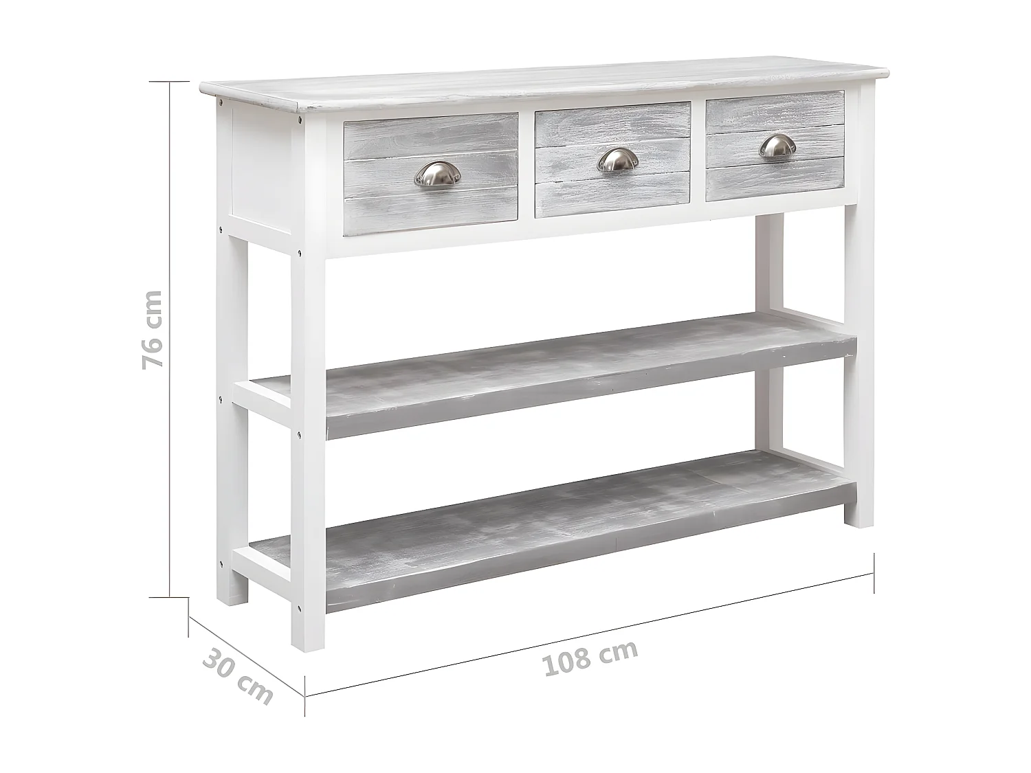 Console Gris antique 108x30x76 Bois de Paulownia massif