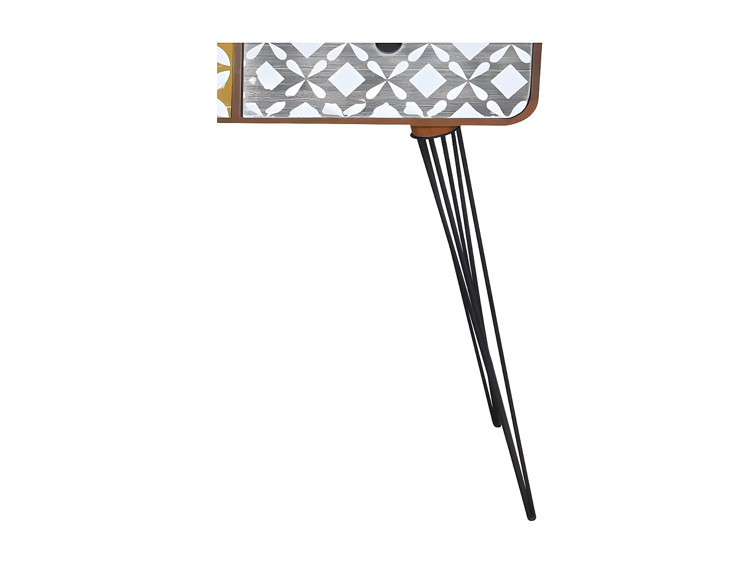 Console 3 tiroirs bois marron et pieds métal noir Chicca