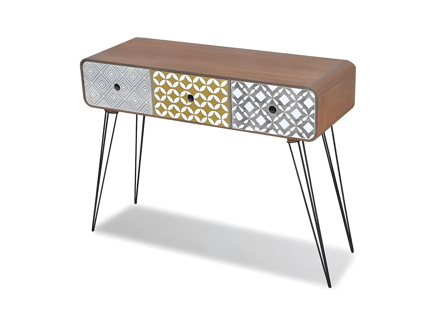 Mesa consola de madera maciza reciclada 120x40x85 cm Marrón