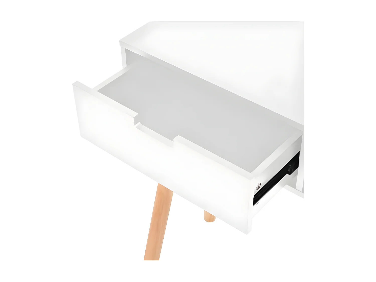 Console 1 tiroir bois blanc et pin massif clair Lain