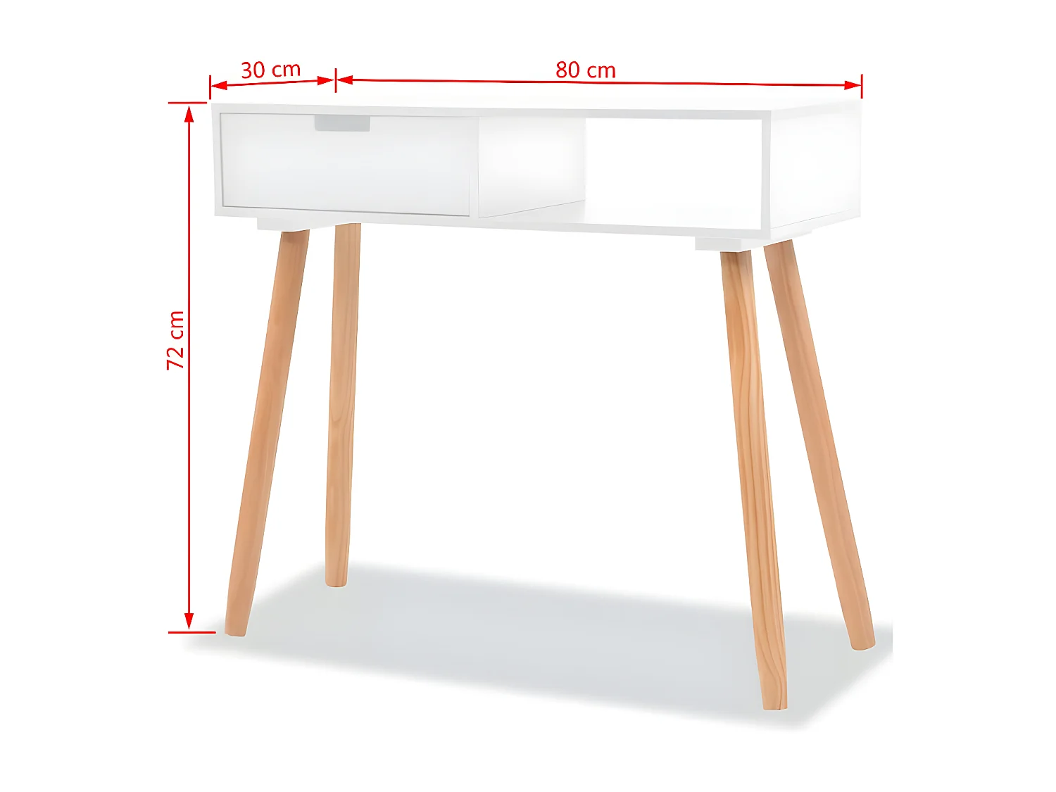 Console 1 tiroir bois blanc et pin massif clair Lain