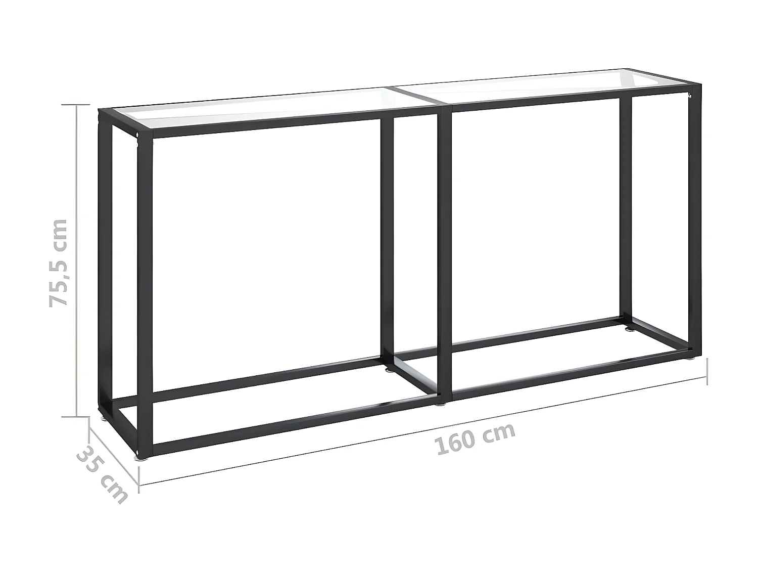 Table console Transparent 160x35x75,5 Verre trempé