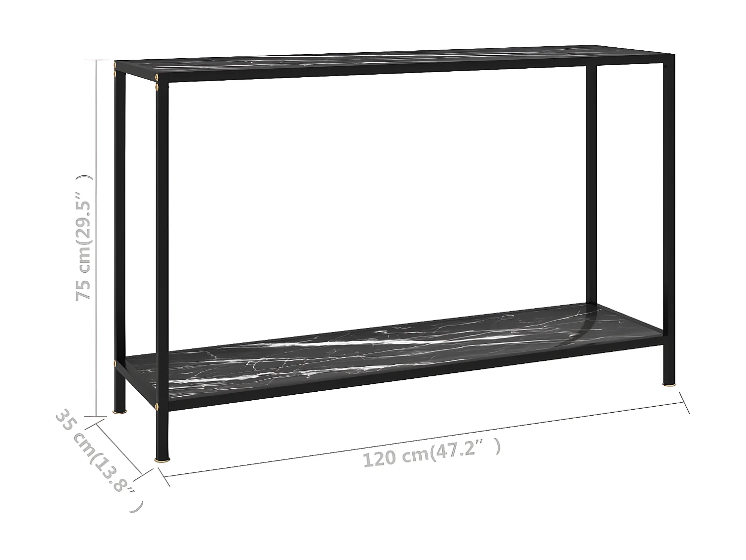 Table console Noir 120x35x75 Verre trempé 2