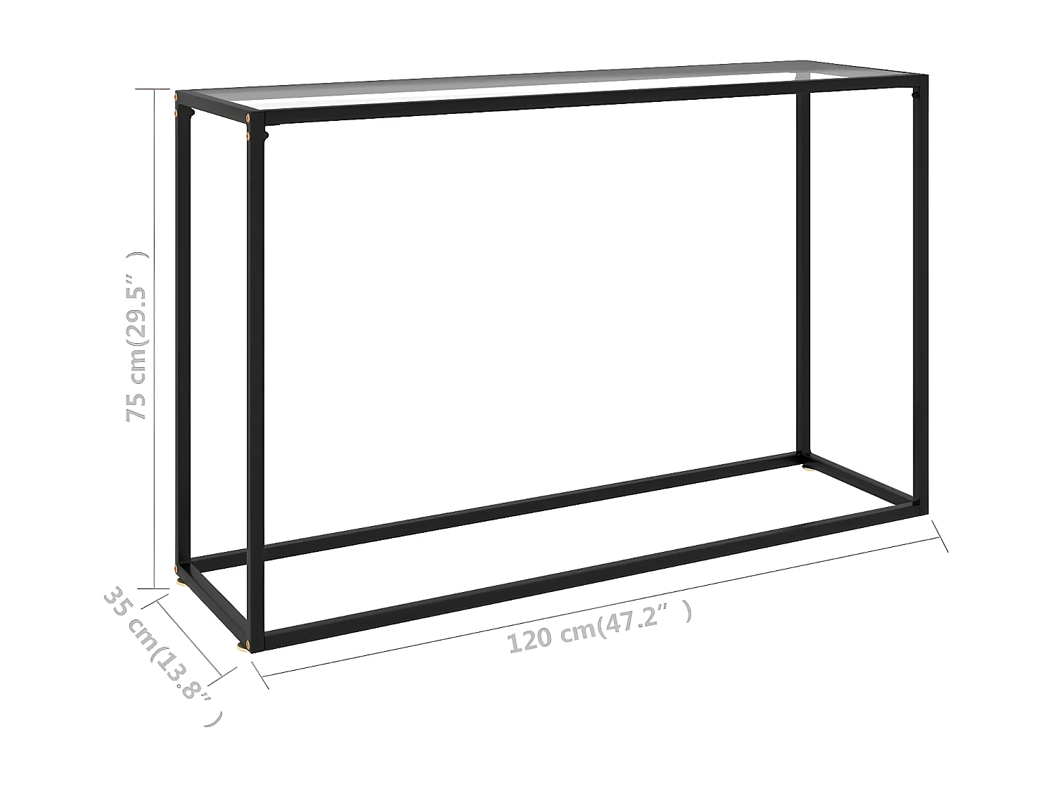 Table console Transparent 120x35x75 Verre trempé