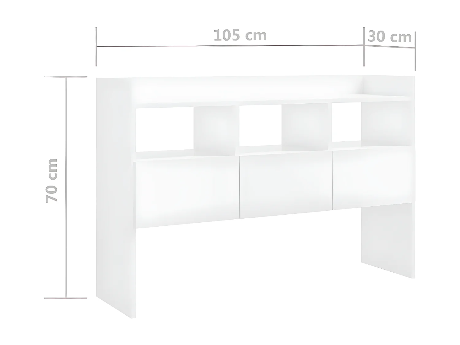 Console Blanc brillant 105x30x70