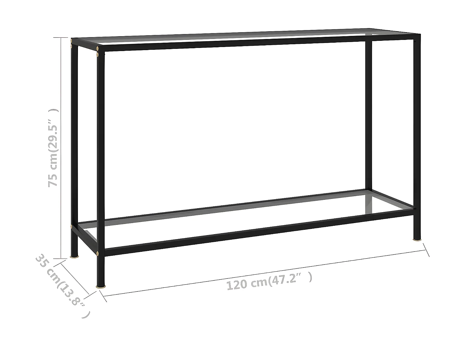 Table console Transparent 120x35x75 Verre trempé 2