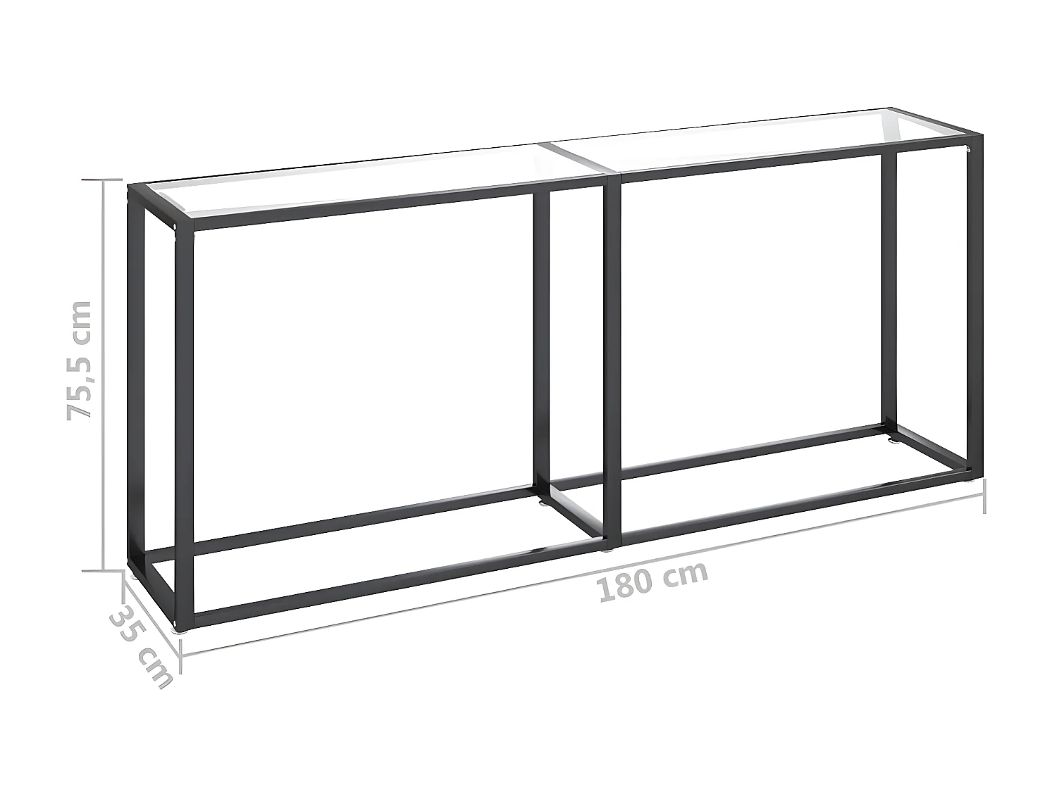 Table console Transparent 180x35x75,5 Verre trempé 2