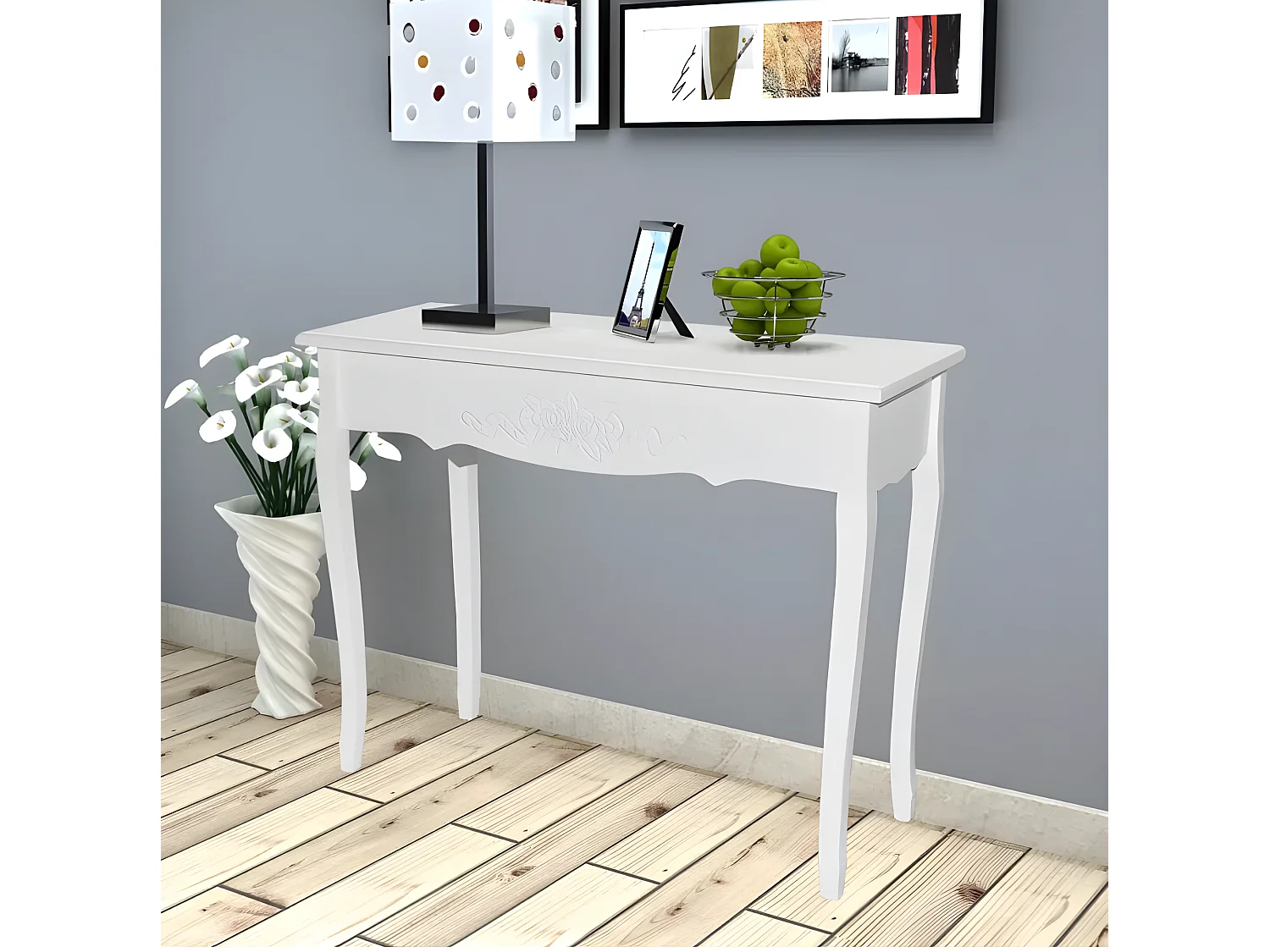Console bois et pin massif blanc Bart