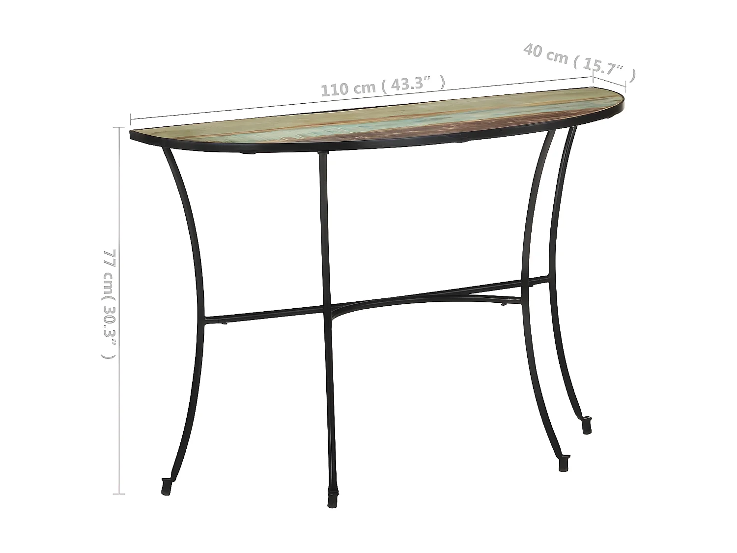 Table d'appoint 110x40x77 Bois de récupération massif