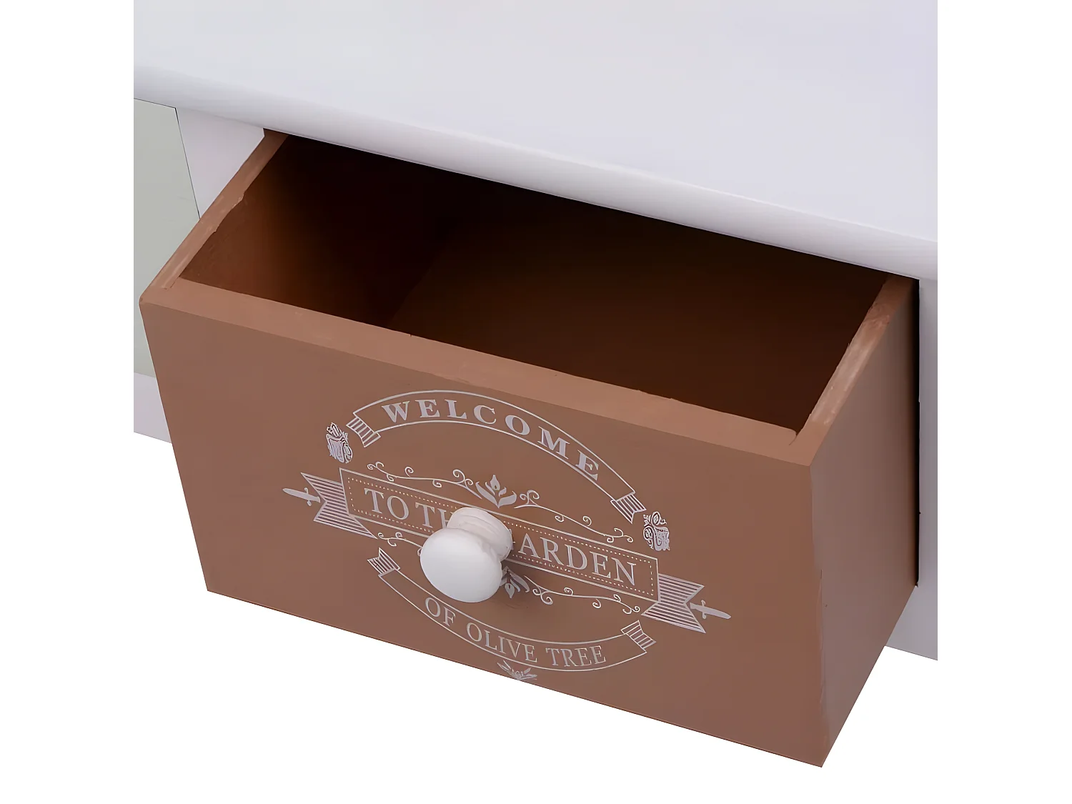 Console 3 tiroirs paulownia massif blanc Frenchy