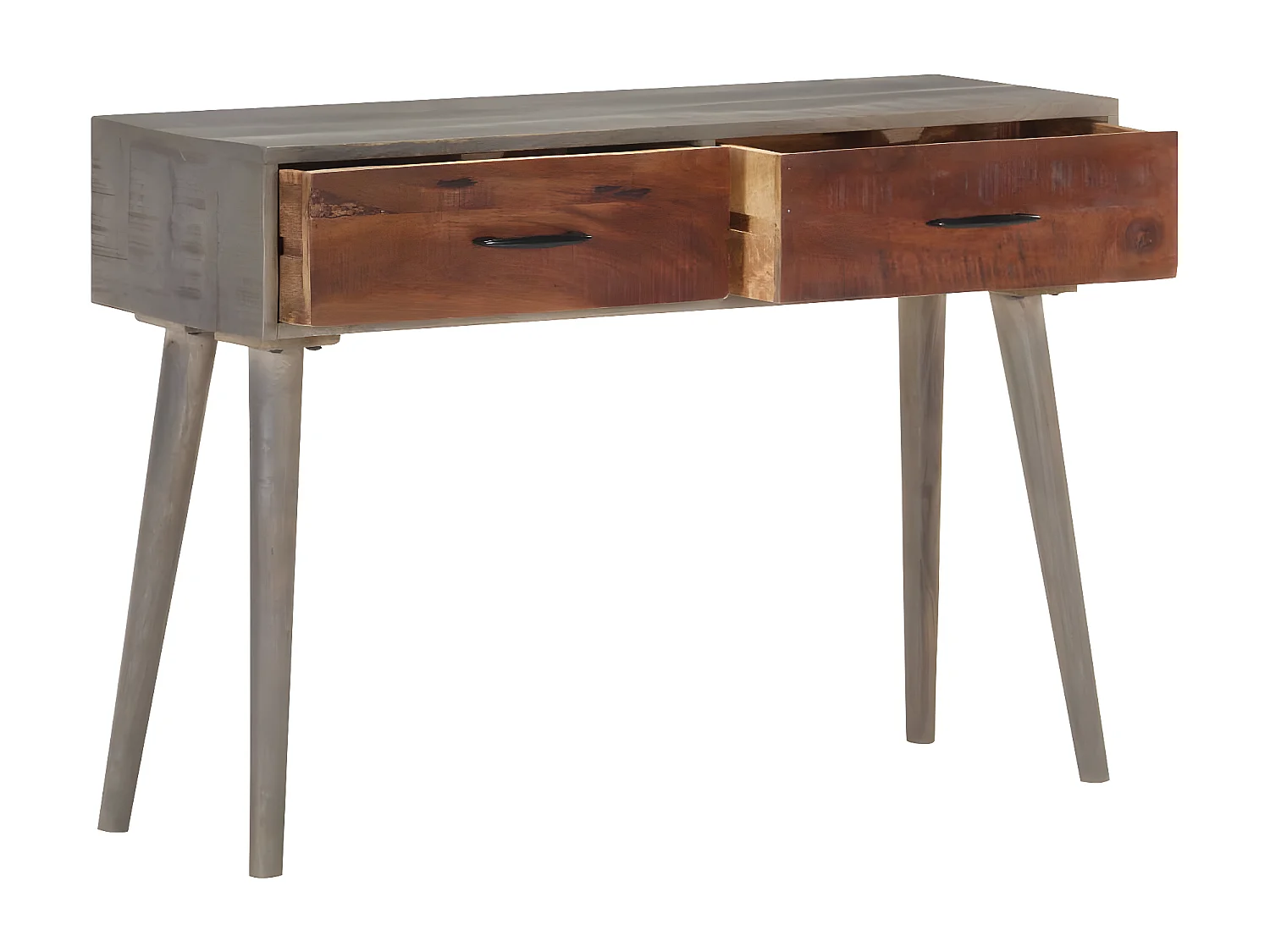 Table console Gris 110x35x75 Bois de manguier massif brut