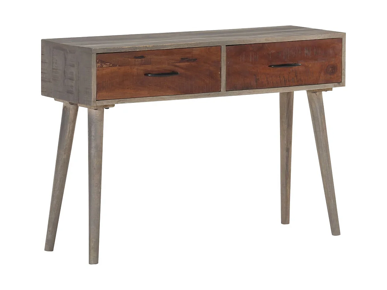 Table console Gris 110x35x75 Bois de manguier massif brut