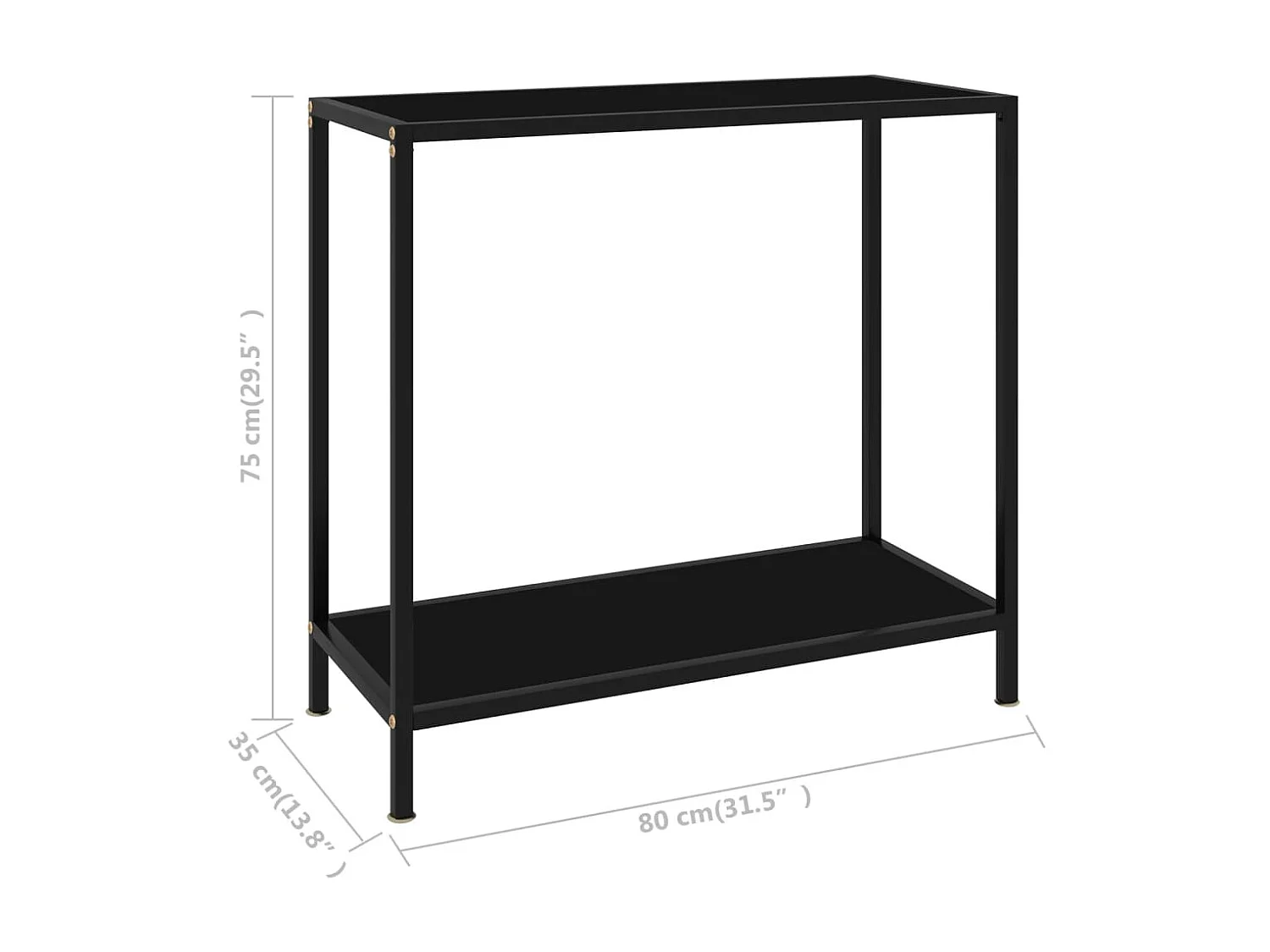 Table console Noir 80x35x75 Verre trempé 4
