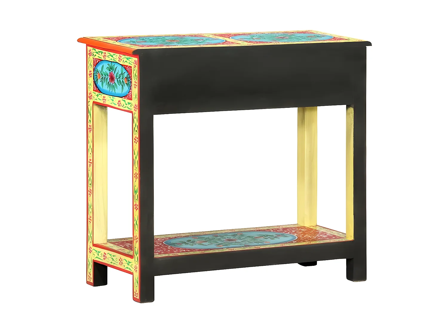 Console 2 tiroirs manguier massif jaune et multicolore Coloria