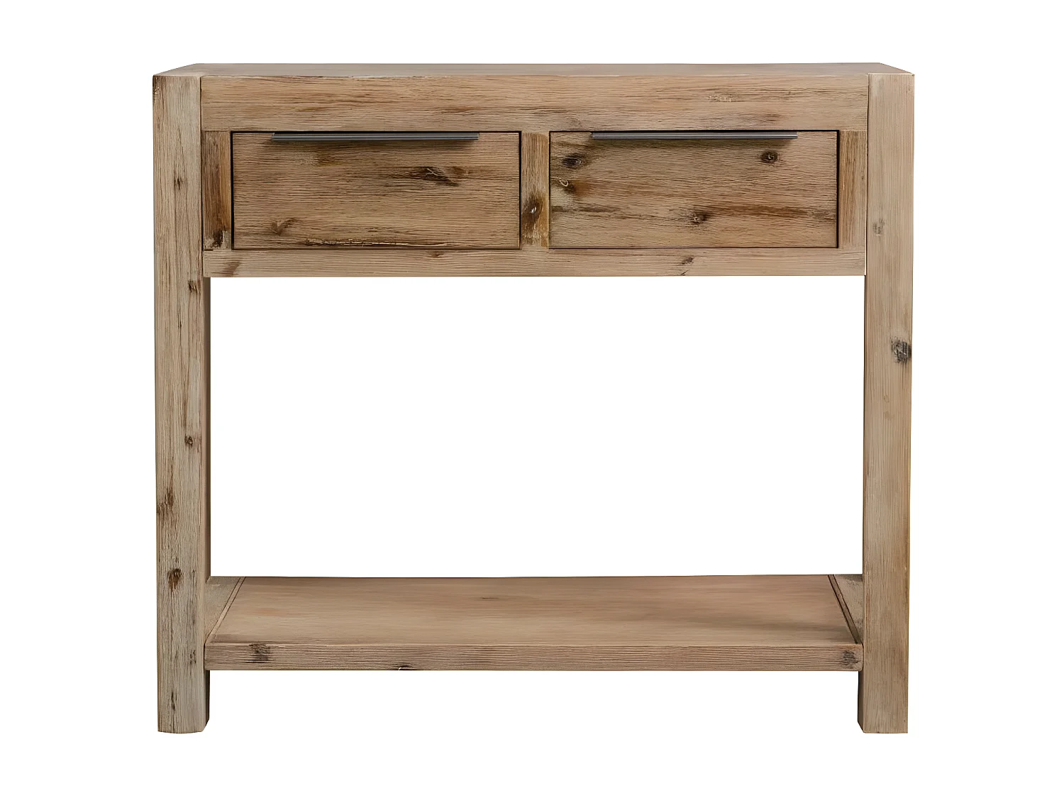 Console 2 tiroirs acacia massif foncé Massala