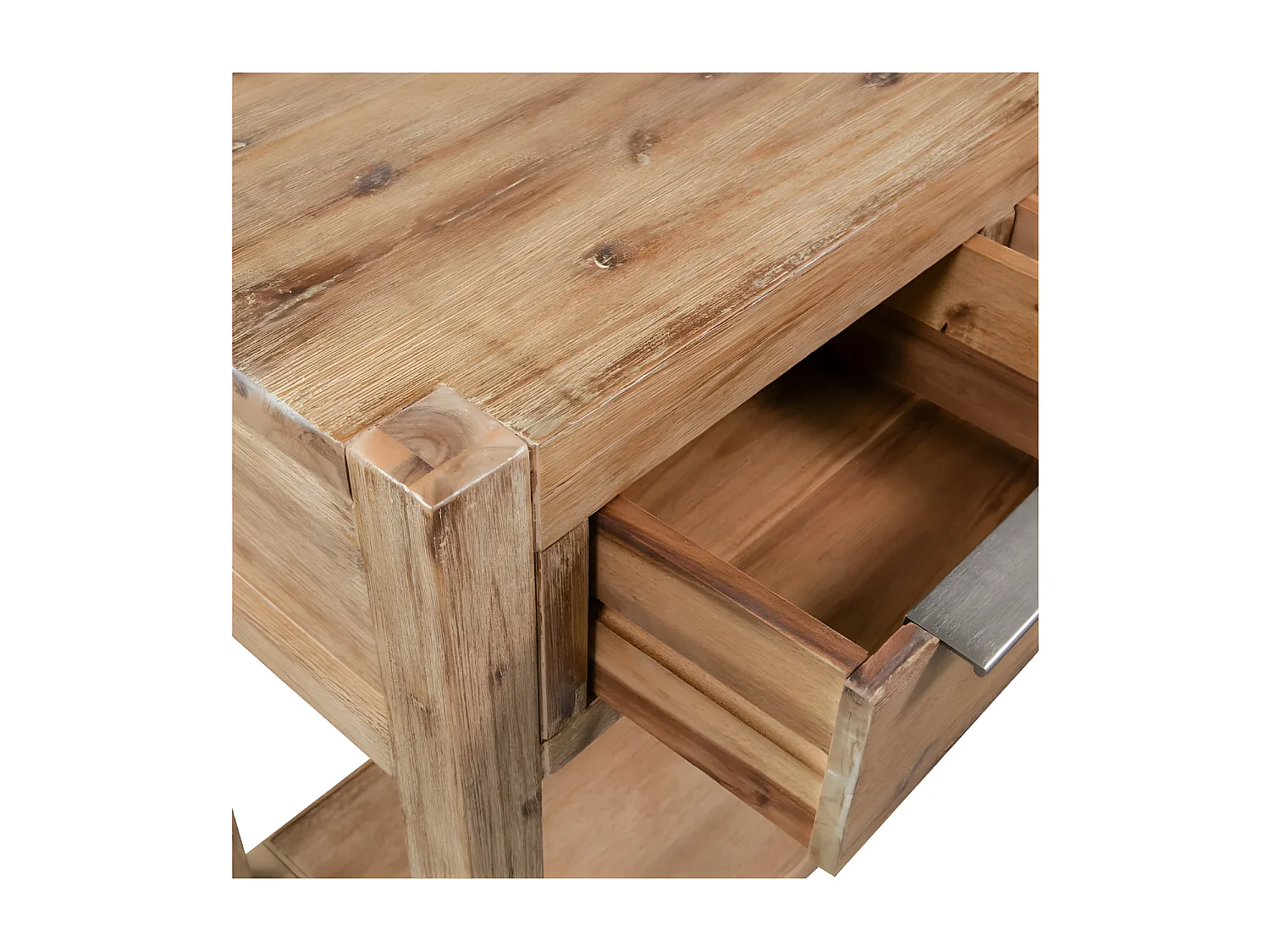 Console 2 tiroirs acacia massif foncé Massala