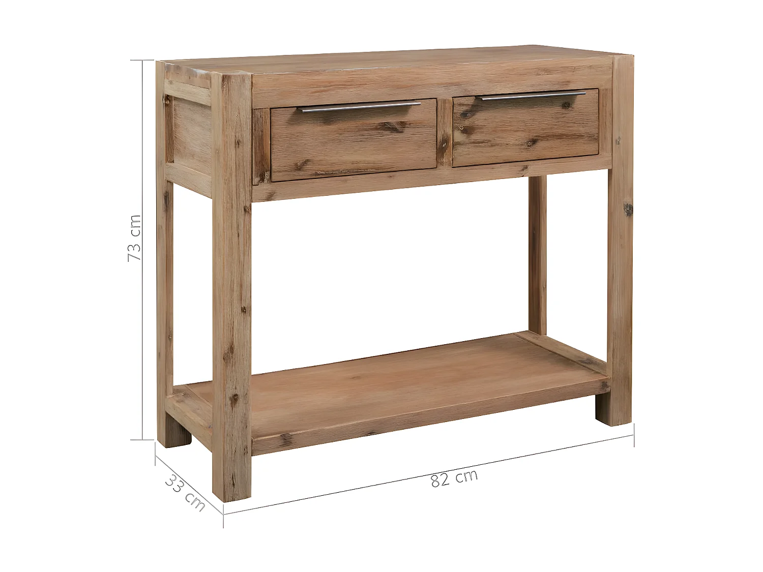 Console 2 tiroirs acacia massif foncé Massala