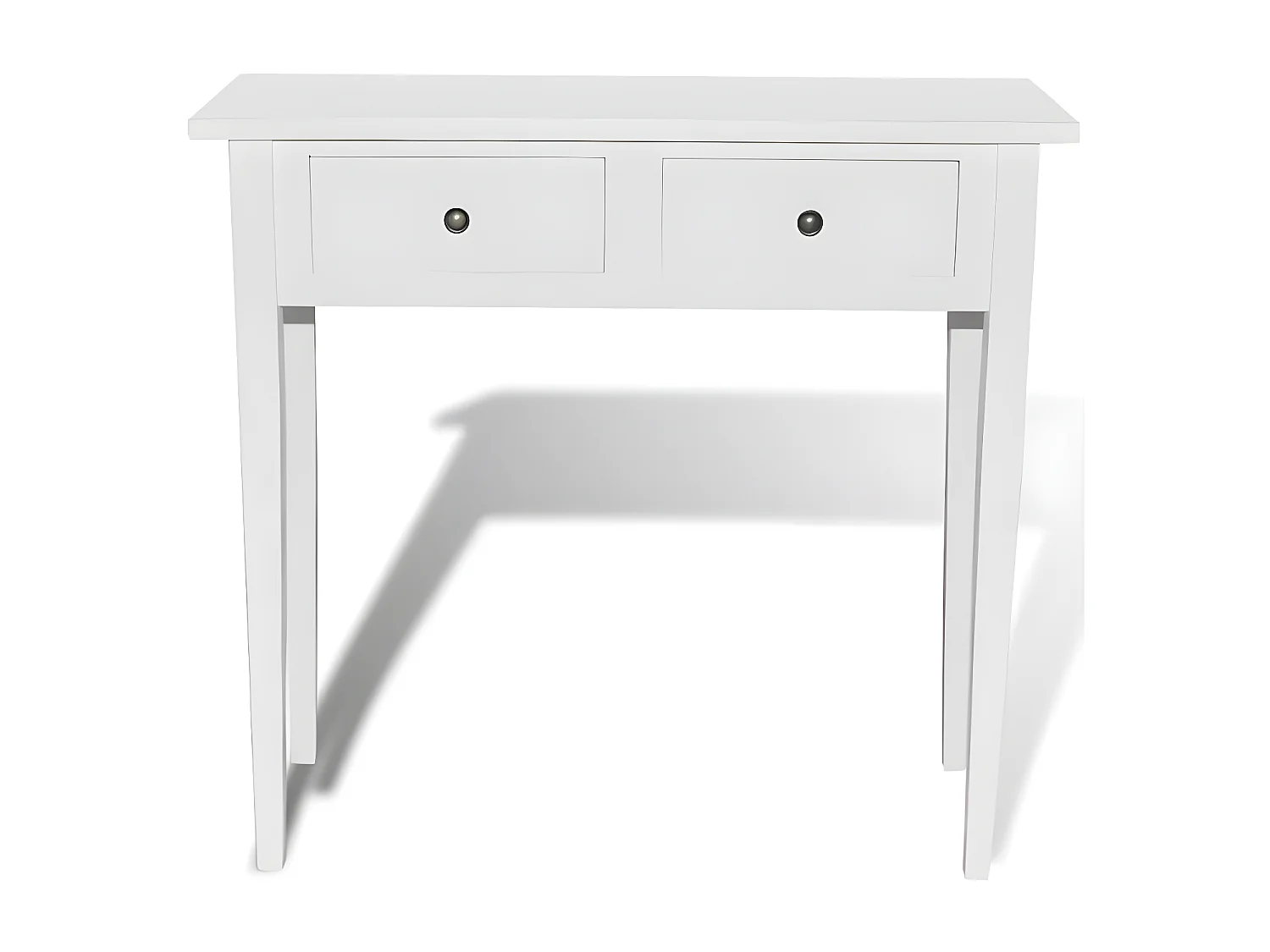 Console coiffeuse 2 tiroirs bois et pin massif blanc Iris