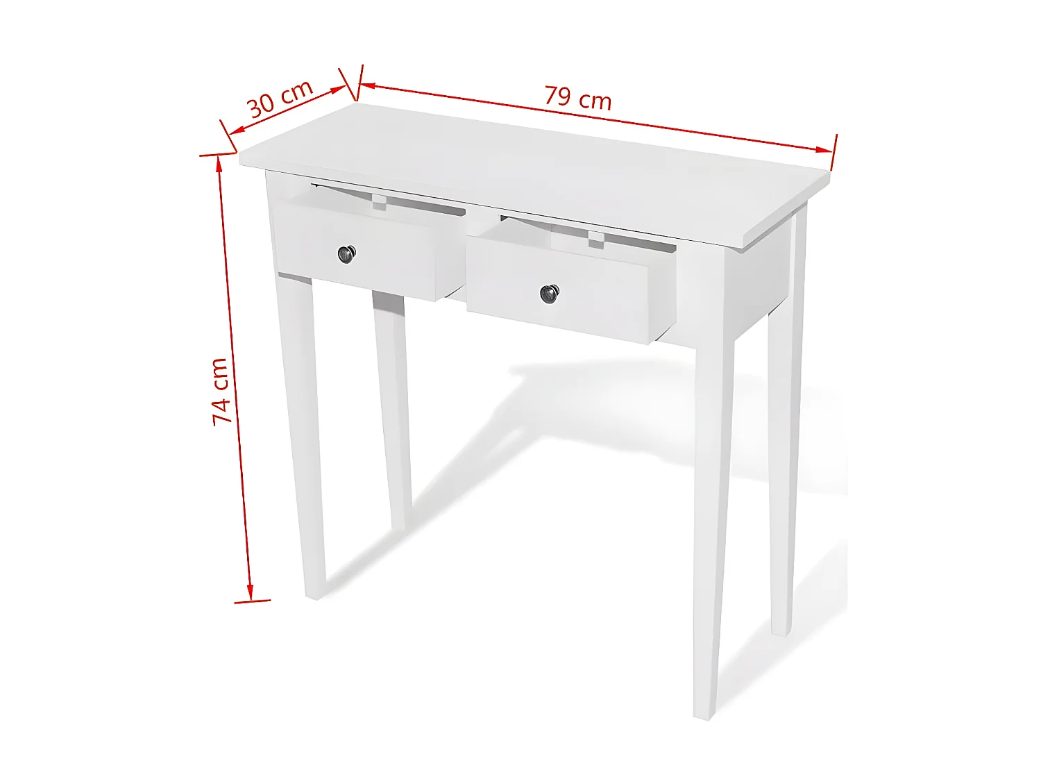 Console coiffeuse 2 tiroirs bois et pin massif blanc Iris