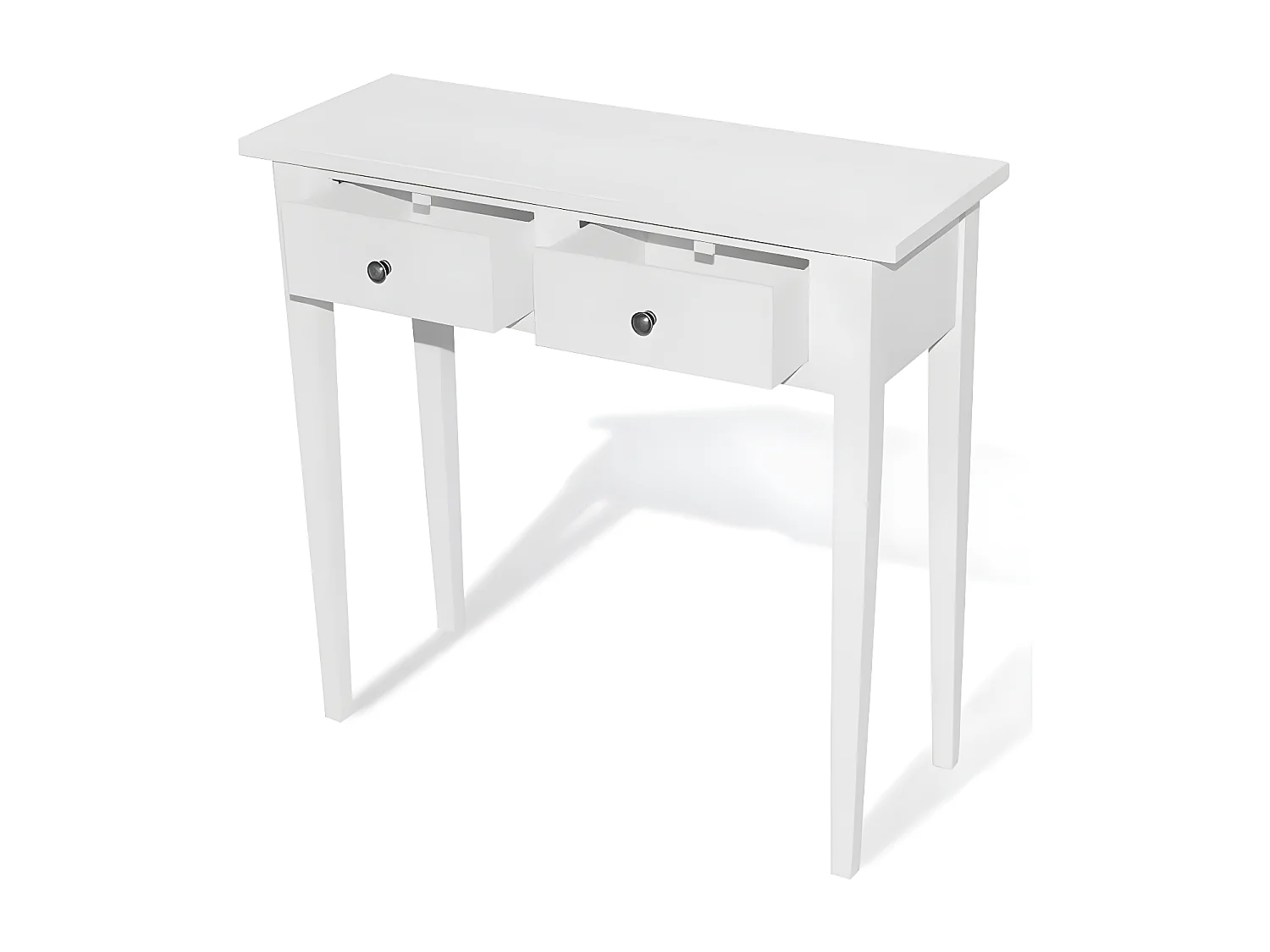 Console coiffeuse 2 tiroirs bois et pin massif blanc Iris