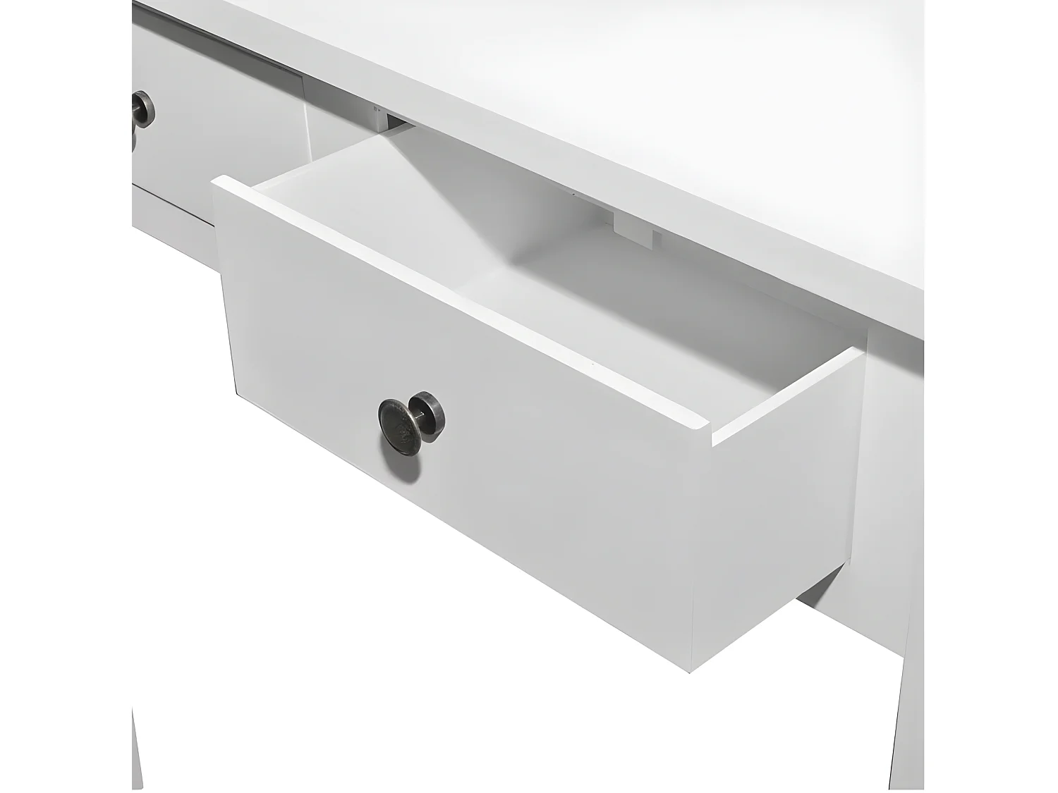 Console coiffeuse 2 tiroirs bois et pin massif blanc Iris